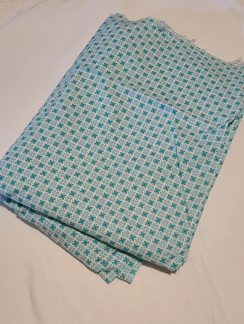 Fabric Abstract Flower Teal White Quilting Sewing Crafting Over Classic Cottons